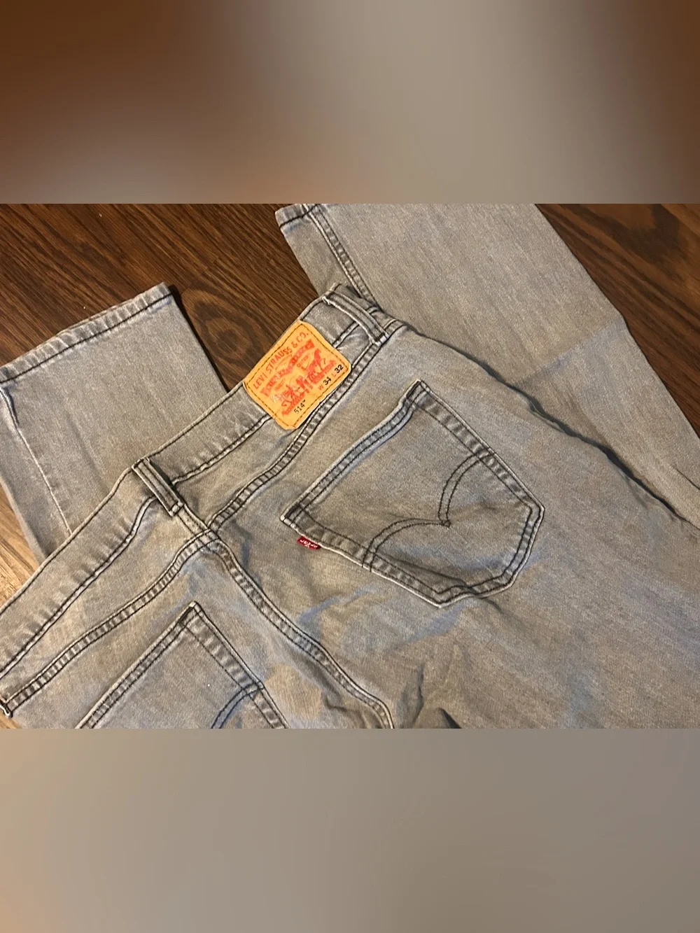 Classic Light Grey blue Men’s Straight Jeans 34 x 32